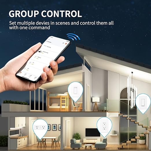 15A Dual Smart Plug, WiFi Outlet Extender, Smart Socket with Schedule&Timer, Bluetooth Outlets Compatible with Alexa and Google Assistant, ETL&FCC Certified, No Hub Required, 2.4G WiFi Only, 4-Pack