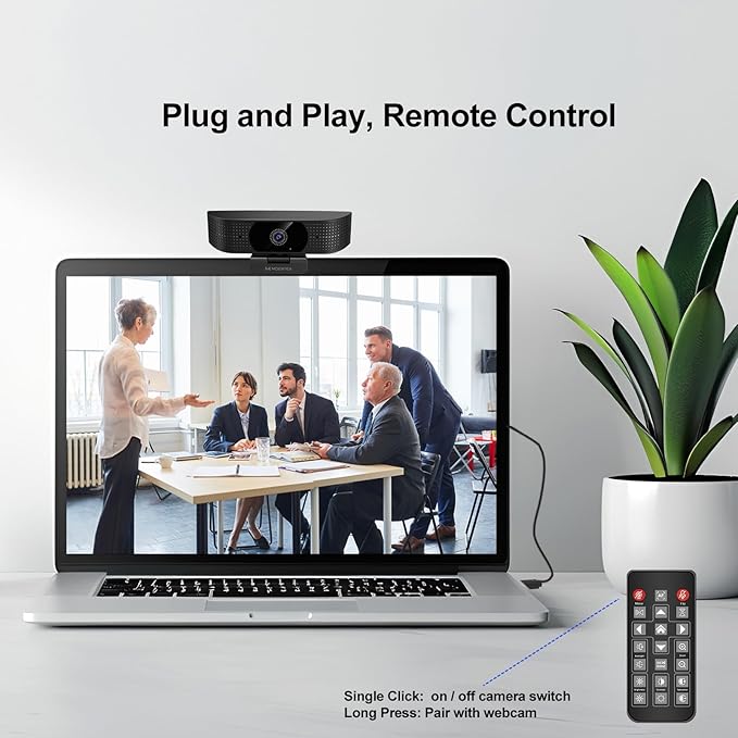 4K Webcam for PC, Ultra HD 4K 12MP Webcam with Dual Noise-Reducing Mics, PDAF Autofocus, Streaming Camera for PC, Mac, Laptop, 81° FOV, Ideal for High-end Business Meeting with Skype, Teams, Zoom