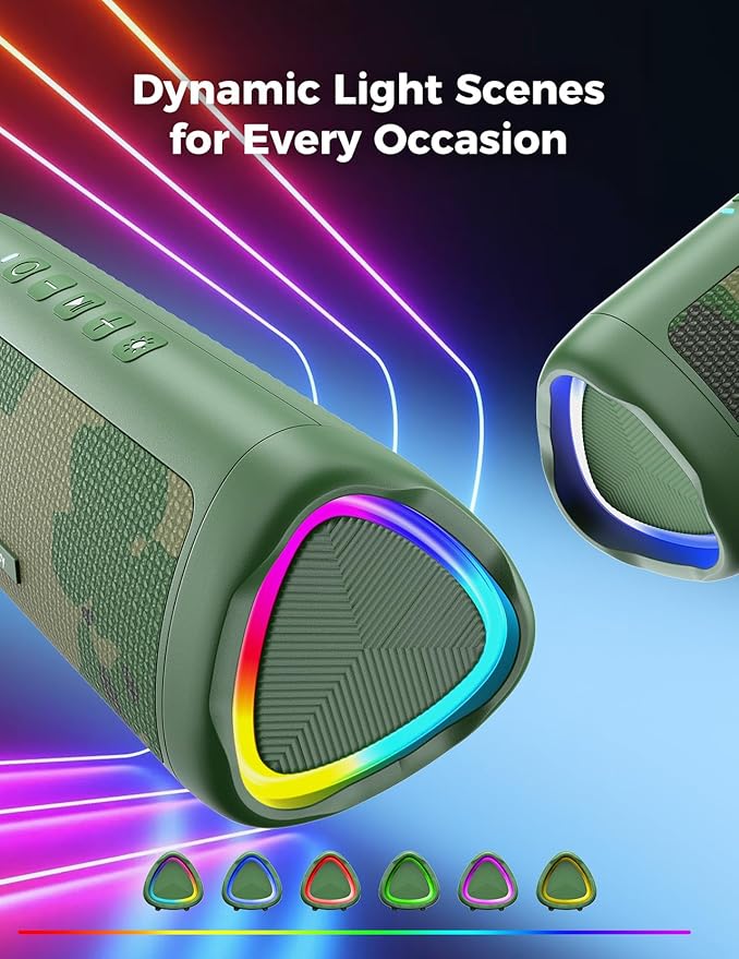 BolaButty Bluetooth Speaker Portable Wireless, IPX5 Waterproof, Up to 20H Playtime, TWS Pairing, BT5.3, for Home/Party/Outdoor/Camping/Beach Essentials, Birthday Gift (Camo)