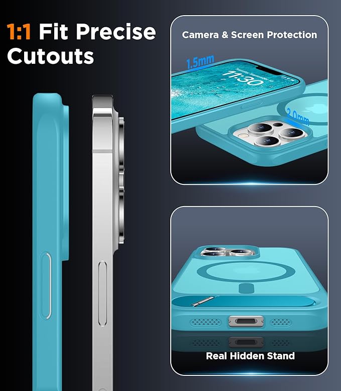 Magnetic Compatible with iPhone 13 Pro Max Case, [Built-in Invisible Kickstand][Compatible with MagSafe] [Military Grade Shockproof] Slim Translucent Matte Phone Case for iPhone 13 Pro Max 6.7"