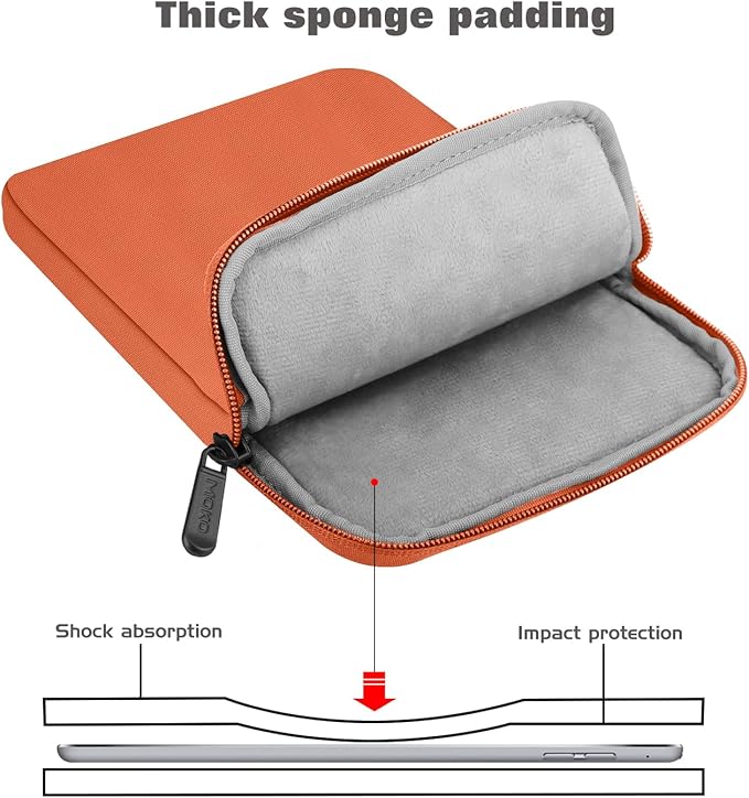 MoKo 9-11 Inch Tablet Sleeve Bag Carrying Case Fits New 11inch iPad Air M4, iPad A16 2025, iPad Pro 11 M4, Air 5/4/3, iPad 10/9/8th Gen, Tab S8/S9 11", Tablet Carrying Case, Orange