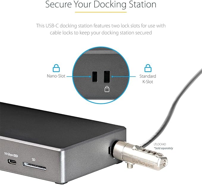 StarTech.com USB C Triple 4K Monitor Docking Station - 100W Power Delivery - DP 1.4 Alt Mode & DSC, 2 DisplayPort/HDMI 2.0-6 USB (2 at 10Gbps), SD - Windows/Chrome (DK31C2DHSPD) - Black & Space Gray