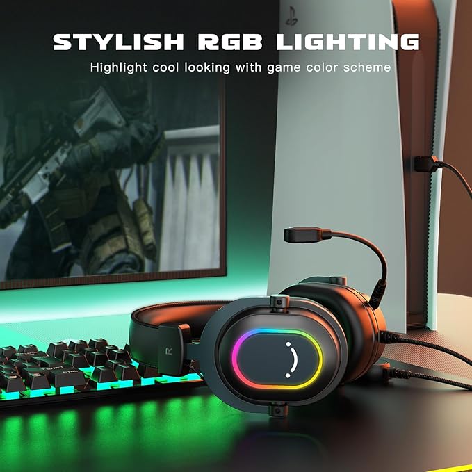 FIFINE Gaming Microphone and USB Streaming Headset Kit, PC Podcast Condenser Mic with Boom Arm, Pop Filter, Mute, Wired Headphones with 7.1 Surround Sound for Streaming, Twitch, Online Chat (A6T+H6)