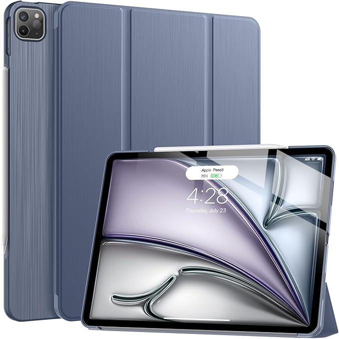 Soke Case for iPad Air 13 Inch (M3/M2) 2025/2024,iPad Pro 12.9 2022 2021(6th 5th Generation) - [Slim Trifold Stand + Auto Wake/Sleep],Protective Hard PC Back Cover (Lavender)