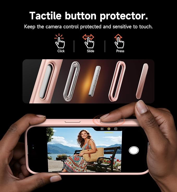 SURITCH for iPhone 17 Case with Camera Control Cover, Camera Slide Cover and Adjustable Kickstand, Compatible with MagSafe, Shockproof Bumper Protective Cases 6.3 Inch, Pink