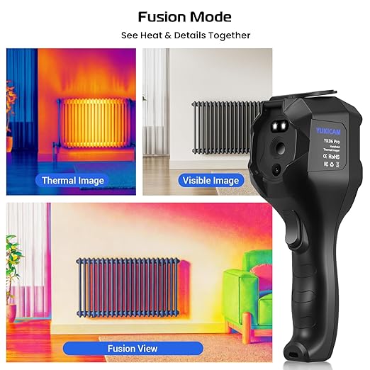 Dual Light Thermal Camera, 240×240 TISR Infrared Thermal Imaging Camera with Smart Modes, 25Hz IR Camera, -4°F to 1022°F Handheld Thermal Imager for Home Inspection Water Leaks, HVAC