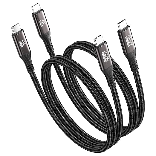 USB C Monitor Display Cable 4K@144Hz Video, 3FT 2-Pack, USB C 20Gbps Data and Power 100W PD Fast Charging Cord, USB 3.2 Cable for Car Carplay,Docking Station, Portable Monitor, VR, Phone, Laptop,SSD