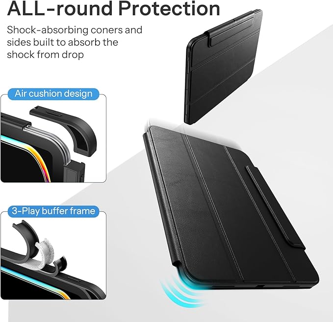 SPARIN Case for iPad Pro 13 inch 2025/2024-M4 M5 with Pencil Holder, Detachable Magnetic Hybrid Protective Case, Portrait/Landscape Stand, Durable Protection, Auto Wake/Sleep -Black