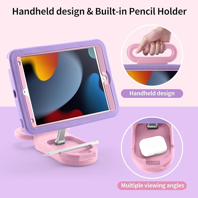 Kids Case for iPad 9th/8th/7th Gen 10.2 inch,Cute Shockproof EVA Case with Handle & Stand, Child-Friendly Drop-Proof case for iPad 10.2 2021/2020/2019