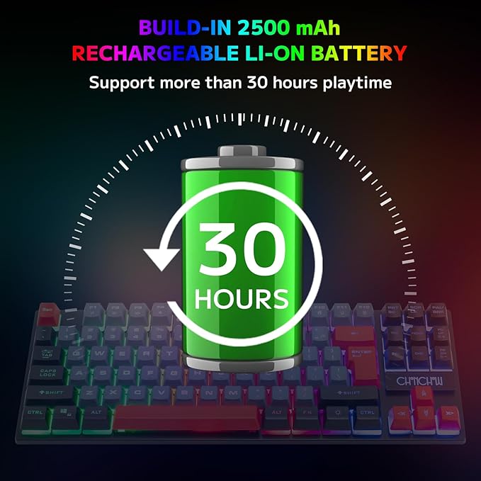 Gaming Wireless TKL Keyboard Mouse Combo Rechargeable LED Backlit Tenkeyless Compact 87 Keys 6 Button for Computer Laptop PS4 PS5 Switch Compatible with Windows XP/7/8/10 iMac MacBook Xbox one X