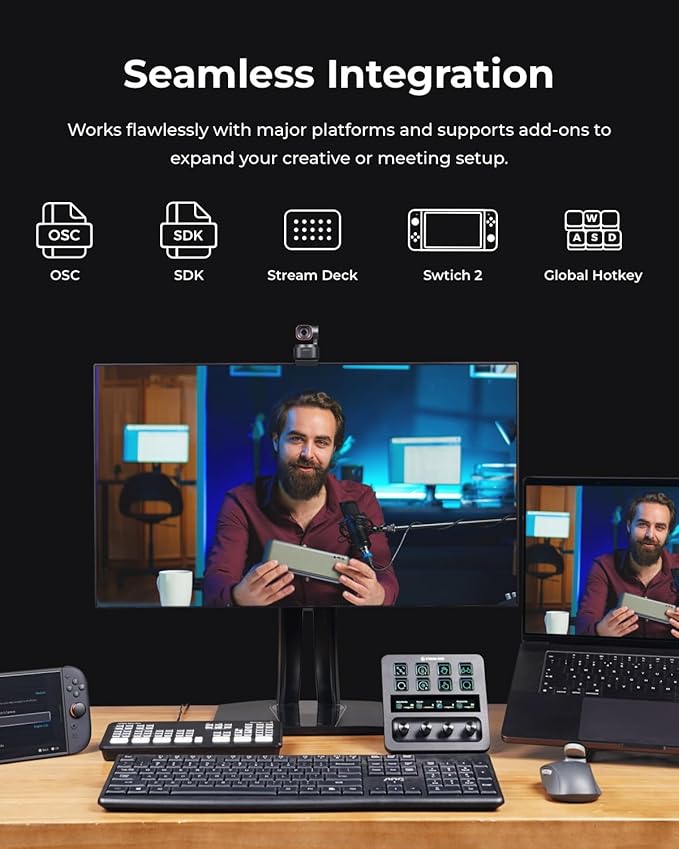 OBSBOT Tiny 3 AI-Powered Spatial Audio 4K PTZ Webcam, Tri-Mic AI Tracking 2.0 Voice Control Gesture Control 1/1.28" Sensor 4K Streaming Camera for Zoom Meeting Content Creation, W Smart Remote 2