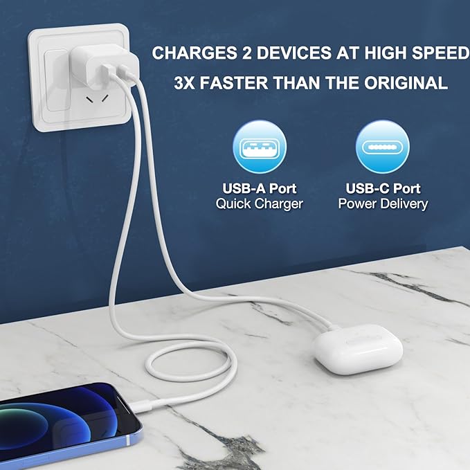 3 Pack i Phone 17 16 15 14 USB C Charger Block, iGENJUN 20W Dual Port QC + PD 3.0 Power Adapter Wall Charger, Double Fast Plug Charging Brick for i Phone 17/17 Pro/16/15/14/X, Samsung Galaxy - White
