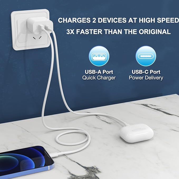 4 Pack i Phone 17 16 15 14 USB C Charger Block, iGENJUN 20W Dual Port QC + PD 3.0 Power Adapter Wall Charger, Double Fast Plug Charging Brick for i Phone 17/17 Pro/16/15/14/X, Galaxy - White