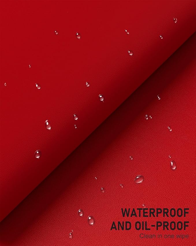 Desk Pad, 48" x 17" PU Leather Non-Slip Desk Mat Large Mouse Pad for Desktop, Waterproof Laptop Computer Writing Mat for Office, Home, Work, Gaming, Bright Red