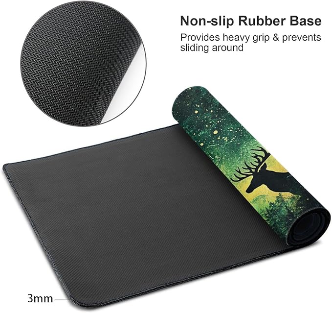 AQQA Gaming Mouse Pad Aurora Forest Background Pattern XXL Professional Large Mousepad Non-Slip Waterproof Rubber Base Mouse Mat for Office,Computer,Keyboard,and Home Desk Pad 31.4 x 15.7 Inch