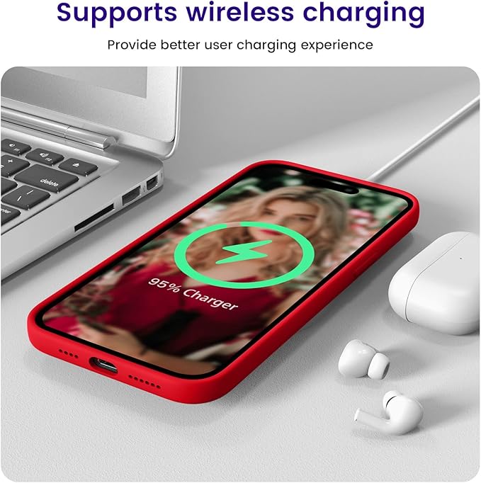 OTOFLY Designed for iPhone 14 Pro Max Case, Silicone Shockproof Slim Thin Phone Case for iPhone 14 Pro Max 6.7 inch (Red)