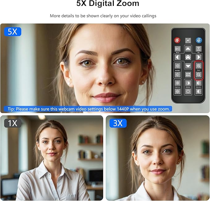 4K Webcam for PC, PDAF Streaming Camera with Dual Noise-reducing Mics, Fast Auto Focus, Auto Light Correction, 5x Zoom, 8MP USB Webcam with Privacy Cover, Plug and Play, for Switch 2/ Zoom/Teams/Meet