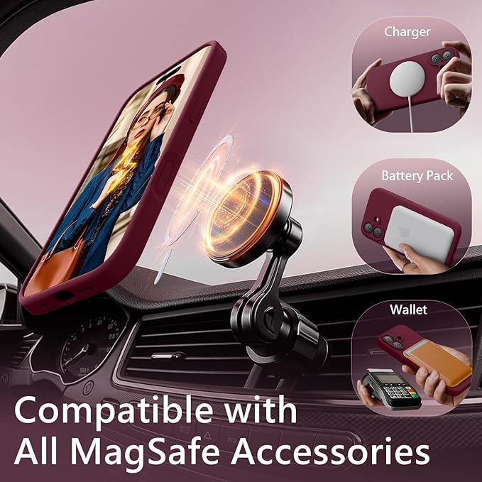 FireNova Magnetic for iPhone 17 Case, Compatible with MagSafe, [Integrated Silicone Camera Control Button] [Camera Protection] Anti-Scratch Microfiber Lining Phone Case, 6.3", Plum