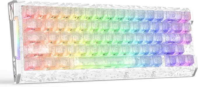 ATTACK SHARK R68HE 60% Wired Rapid Trigger 8K Mechanical RGB Gaming Keyboard with 0.005mm Accuracy,0.08ms Latency,256K Scan,Hall Effect Magnetic Switch,Carbon Fiber+CNC Aluminum Alloy for PC FPS(Ice)