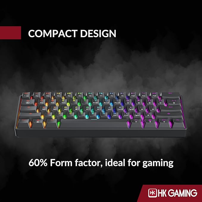 HK GAMING GK61 SE 60% | Mechanical Gaming Keyboard | 61 Keys Multi Color RGB LED Backlit for PC/Mac Gamer | US Layout (Black, Mechanical Speed Yellow)