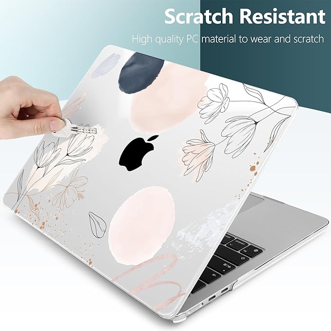 DONGKE Compatible with M5 MacBook Air 15 inch Case 2026 2025-2023 A3448 A3241 A3114 A2941 M4 M3 M2 Liquid Retina Display Touch ID, Protective Hard Shell Cover & Keyboard Skin - Abstract Flowers