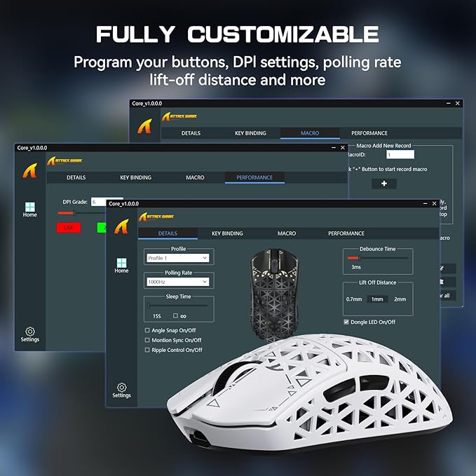 ATTACK SHARK R5Ultra 8K Carbon Fiber Wireless Gaming Mouse with 42000 DPI -PAW3950 MAX Sensor -39g Ultra-Lightweight-Nordic 52840 MCU Chip-Wired/BT/2.4GHz Wirelss Programmable Mouse for PC/Mac (White)