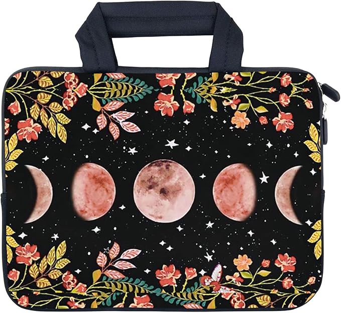 AMARY Laptop Sleeves 11.6" 12" Laptop Handle Bag Neoprene Notebook Carrying Pouch Chromebook Sleeves case Ultrabook Case Tablet Cover Fit Apple MacBook Air HP DELL Lenovo Asus(Flowers Moon)