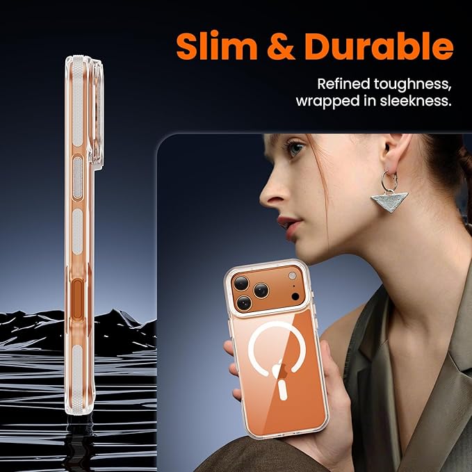 toushion 3 in 1 for iPhone 17 Pro Case Clear Bumper,Fits MagSafe, Yellowing-Resistant Acrylic Back, Shockproof Guard Corners, Military-Grade Protection for Phone Cover 6.3 inch