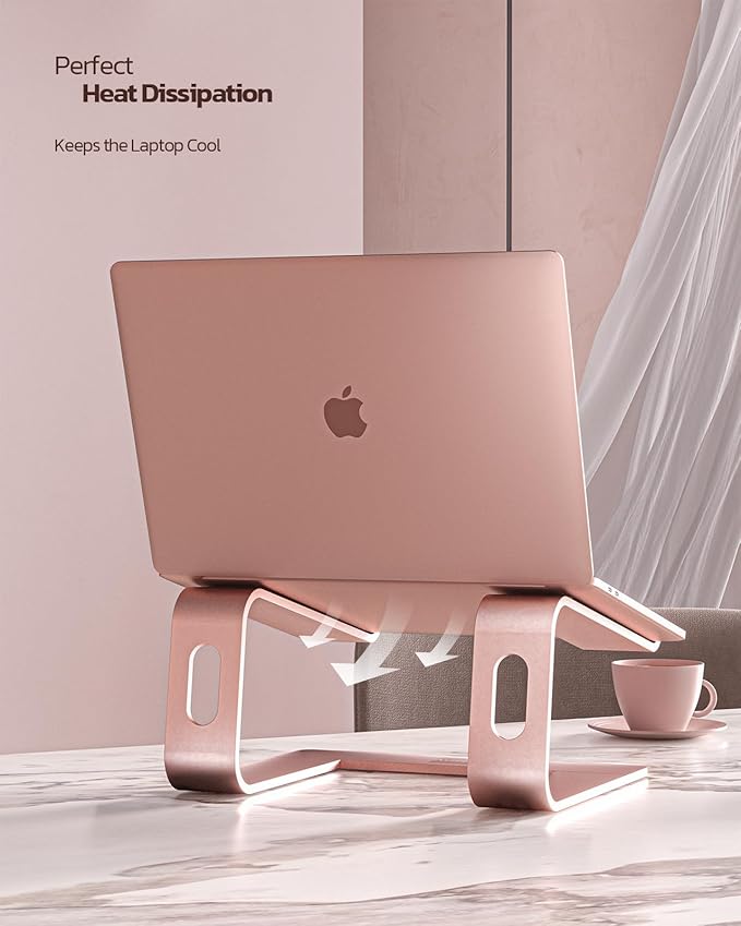 Nulaxy Laptop Stand, Ergonomic Aluminum Laptop Computer Stand, Detachable Laptop Riser Notebook Holder Stand Compatible with MacBook Air Pro, Dell XPS, HP, Lenovo More 10-16” Laptops - Rose Gold