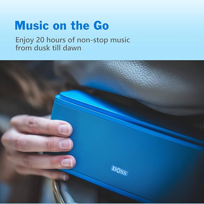 DOSS SoundBox Touch Wireless Bluetooth Speaker-12W HD Sound with Rich Bass, IPX5 Waterproof, 20H Playtime, Handsfree, for Gatherings, Home, Office, Outdoor, Travel-Blue