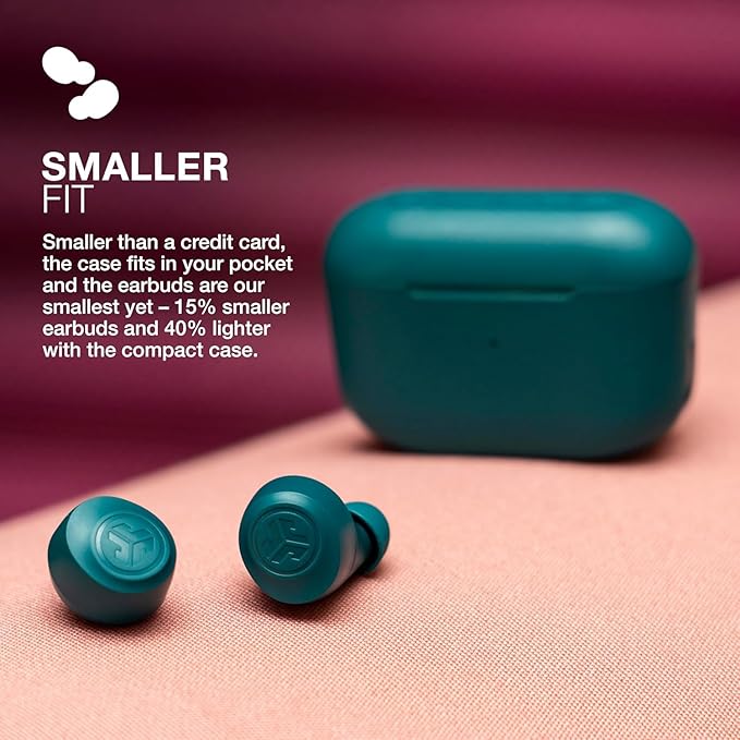 JLab Go Air Pop+, True Wireless Earbuds, Bluetooth Earbuds with Microphone, Dual Connect, USB-C Charging Case, Teal