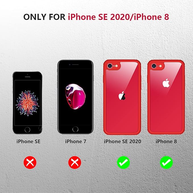 Miracase for iPhone SE Phone Case 3rd/2nd Generation 2022 2020 Full-Body with Built-in Glass Screen Protector, Heavy Duty 360° Protective Shockproof Bumper Cover for iPhone 8/SE 4.7 Inch, Red