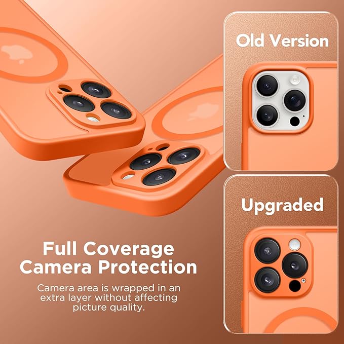 CAPRARO Magnetic Compatible with iPhone 16 Pro Case, Upgraded [Full Camera Protection] [Compatible with MagSafe] Protective Translucent Matte Women Girl Phone Case Cover, Orange Yellow