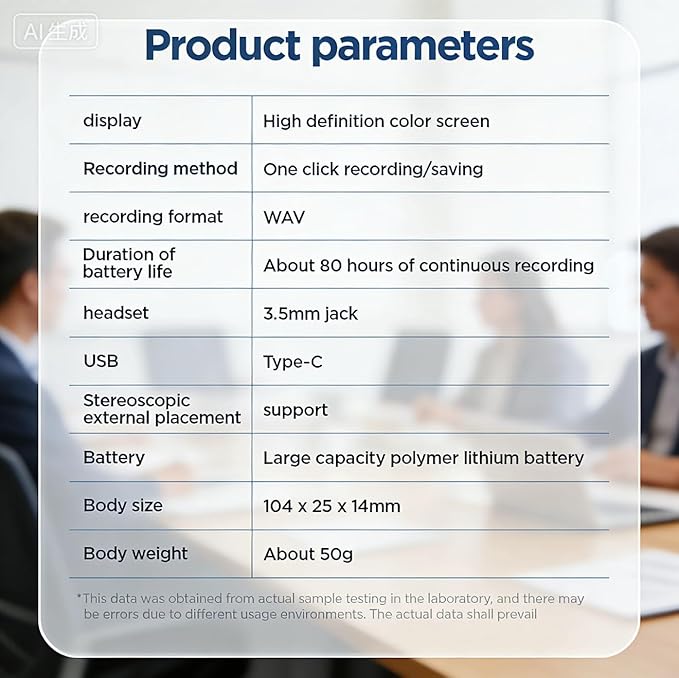 AI Voice Recorder, Transcribe & Summarize with AI, App Control, AI Note Taker for Meeting & Lecture, Support 152 Languages, Voice Activated Recorder with Playback, Black