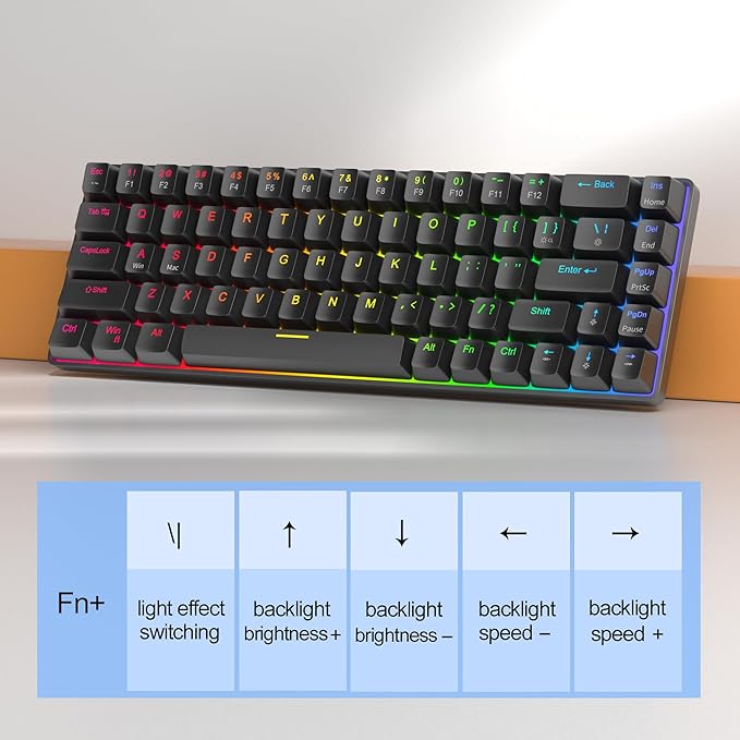 MageGee 60% Rapid Trigger Gaming Keyboard, Hall Effect Magnetic Switch, Actuation Point Adjustable, Hot Swappable RGB Backlit Wired Keyboard with Arrow Keys for Win/PC/MAC, Black