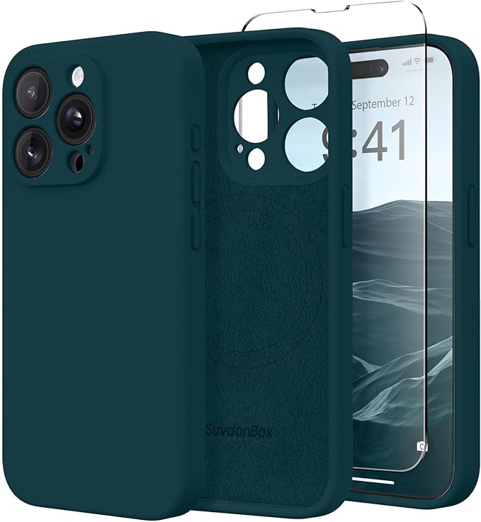 Magnetic for iPhone 13 Pro Max Case, Compatible with MagSafe, [Full Camera Protection][Screen Protector] Silicone Shockproof Protective Phone Case for iPhone 13 Pro Max 6.7", Deep Blue