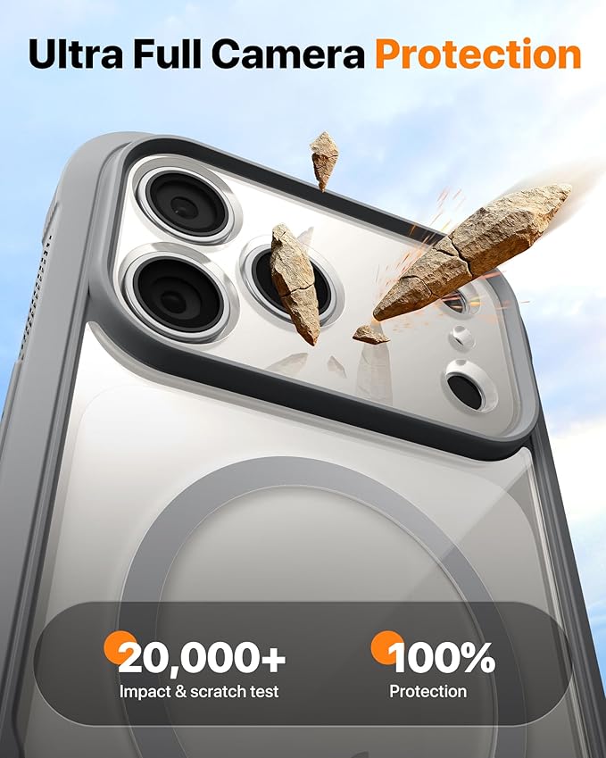 Diaclara Magnetic Designed for iPhone 17 Pro Max Case Full Body Bumper,[Compatible with MagSafe] Military Drop Proof Cover with Built-in Touch Sensitive Anti-Scratch Screen Protector, Grey Titanium