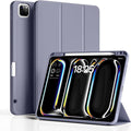 New iPad Pro 13 Inch Case (M5) 2025 / (M4) 2024 with Pencil Holder | Slim Protective Trifold TPU Back | Support Apple Pencil Pro & USB-C Charging | Auto Wake/Sleep (Purple Gray)