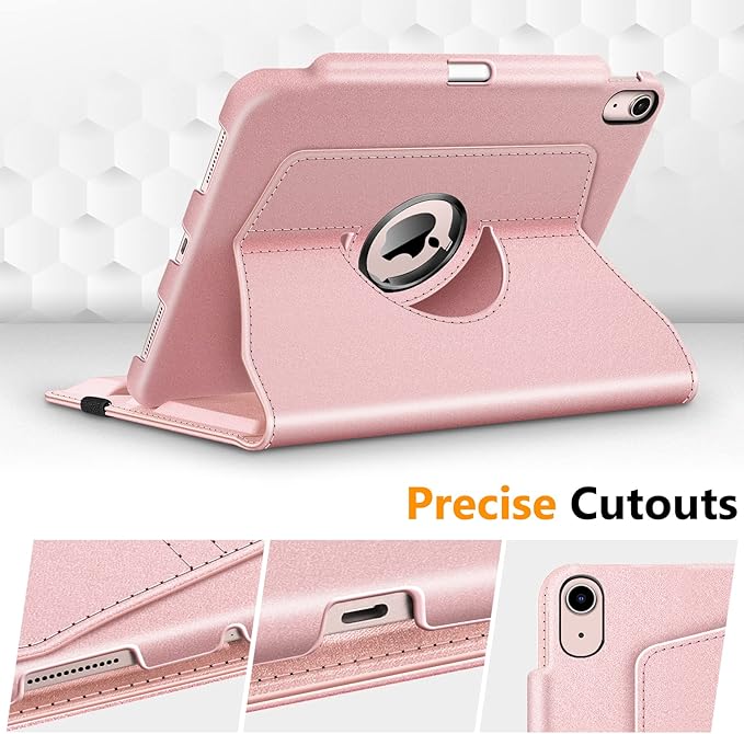 Fintie Rotating Case for iPad Air 11-inch M4/M3/M2 (2026/2025/2024), iPad Air 5th (2022) / 4th Generation 10.9 Inch - 360 Degree Rotating Protective Stand Cover with Pencil Holder, Rose Gold