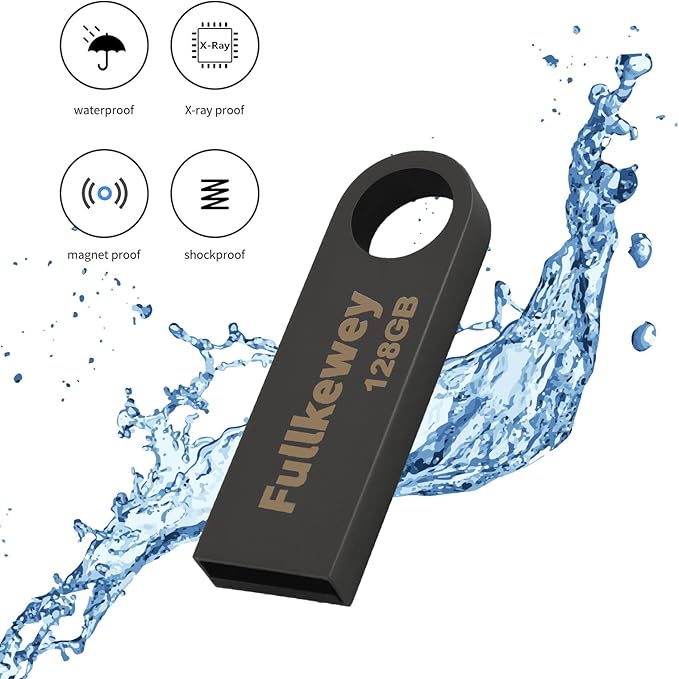 16G/32G/64G/128G Flash Drive, Fullkewey Sleek Metal USB 2.0, Metal Waterproof Compact Pen Drive,Thumb Drive, High Speed Memory Stick for PC Laptop Computer (Gold, 64, GB)