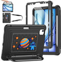 KAIJIAbox Kids-Friendly Case for iPad Air 11" M4/M3/M2, Pro 11" 4th/3rd/2nd/1st Gen, Air 5th/4th - Military-Grade Drop Protection with Metal Handle/Stand, Screen Protector, Pen Holder, Shoulder Strap