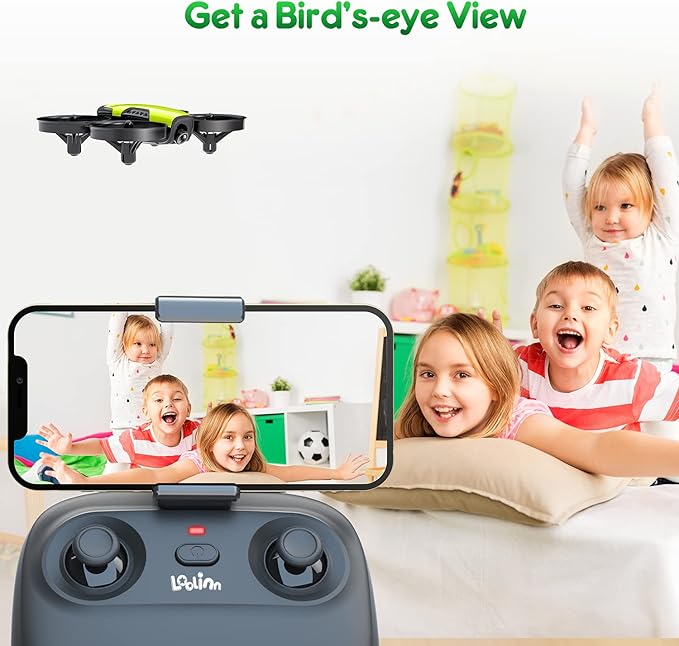 Loolinn | Drones for Kids 8+ Gift with Camera - Mini Drone with 90° Adjustable Camera, Safe for Kids, Photos and Videos, Includes three batteries (Gift for Kids)