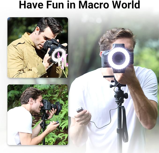 JJC Macro Ring Light for DSLR Macro Lens Canon EF 100mm f2.8L/RF 100mm f2.8L/EF-S 60mm f2.8/Nikon AF Micro 60mm f2.8D/AF-S DX Micro 40mm f2.8G/Z MC 50mm f2.8 with 49/52/55/58 62/67mm Adapter Rings