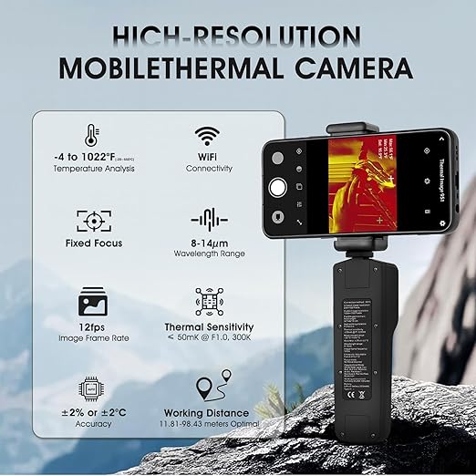 BTMETER Thermal Camera, 256x192 IR Resolution Thermal Imaging Camera with WiFi for Android & iOS, for Home/Industrial HVAC, Electrical & Automotive Inspection (-4°F to 1022°F) BT-951B