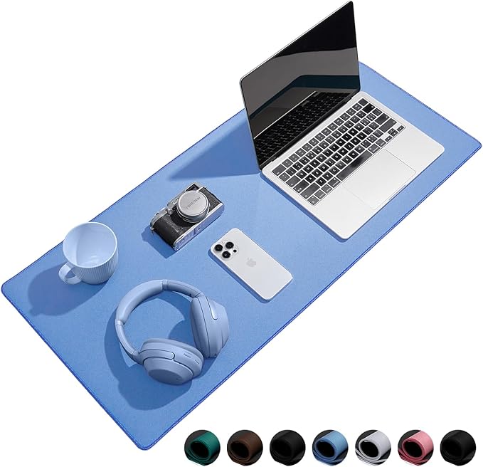 Reniteco Waterproof Large Gaming Mouse Pad with Durable Stitched Edges, Non-Slip Rubber Base, Grainy Jacquard Mouse Mat Desk Pad for Home Office Gaming, 31.5''x11.8''x0.12'', Matte Blue