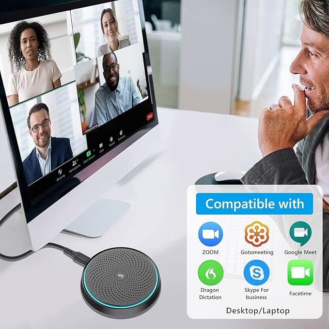 ANSTEN Conference USB Microphone, Omnidirectional Condenser PC Mic Pick Up Voice 10ft,Ideal for Video Conferencing Recording, Skype, Online Class, Court Report, Compatible with Mac OS X Windows