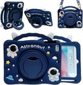3D Cute Press Astronaut Case for iPad mini 7 (A17 Pro) 2024/Mini 6 2021 8.3 inch,Kawaii Cartoon Character Space Spacecraft Soft Silicone Rotating Stand Case with Lanyard for Kids Teens Girls Women