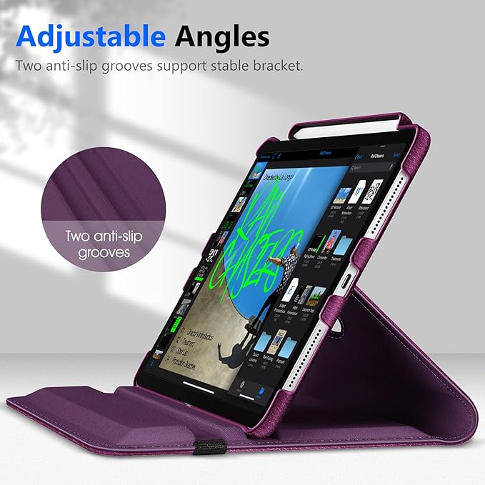 Fintie Rotating Case for iPad Pro 11-inch (4th / 3rd Generation) 2022/2021-360 Degree Swiveling Stand Cover w/Pencil Holder, Auto Sleep/Wake, Also Fit iPad Pro 11" 2nd/1st Gen, Purple