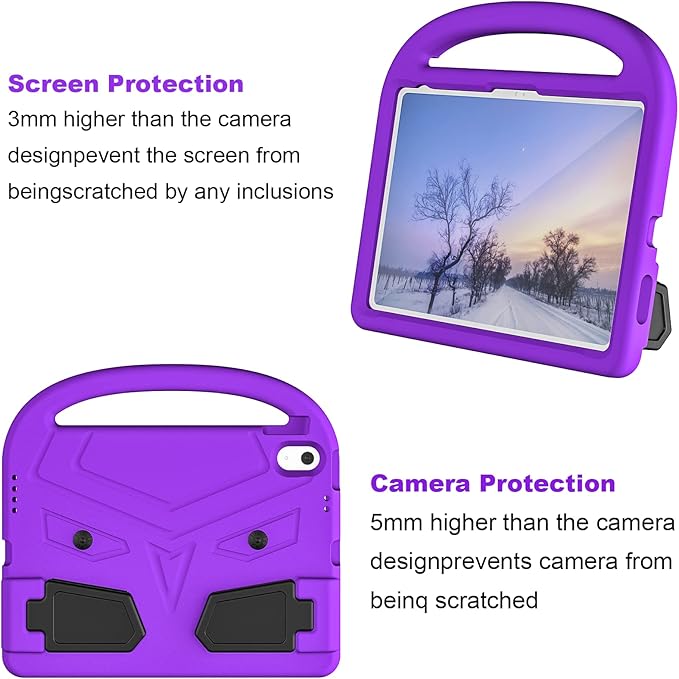 Dteck for iPad 10th Generation Case Kids 10.9 Inch 2022, Durable Lightweight Shockproof Protective Handle Stand EVA Foam Boys Girls Kids Proof Case for iPad 10th Generation 10.9 Inch 2022,Purple