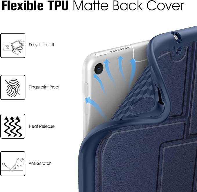 Fintie Magnetic Stand Case for iPad Air 10.5" (3rd Generation) 2019 / iPad Pro 10.5" 2017, Multi-Angle Viewing Rugged Soft TPU Back Cover with Pencil Holder, Auto Wake/Sleep (Navy)